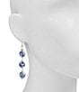 Color:Silver Ox - Image 2 - Blue Silver Ox Triple Bead and Pearl Drop Earrings