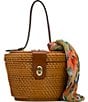 Color:Natural/Tan - Image 1 - Caselle with Scarf Wicker Satchel Bag
