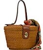 Color:Natural/Tan - Image 5 - Caselle with Scarf Wicker Satchel Bag