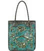 Color:Light Turquoise - Image 1 - Cavo Nashville Tennessee Turquoise Embossed Leather Tote Bag