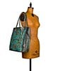 Color:Light Turquoise - Image 5 - Cavo Nashville Tennessee Turquoise Embossed Leather Tote Bag