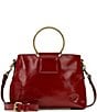 Color:Ruby Red - Image 1 - Empoli Leather Satchel Crossbody Bag