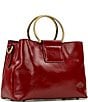 Color:Ruby Red - Image 4 - Empoli Leather Satchel Crossbody Bag