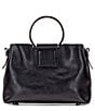 Color:Black - Image 2 - Empoli Ring Handle Leather Satchel Bag