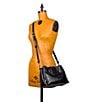 Color:Black - Image 5 - Empoli Ring Handle Leather Satchel Bag