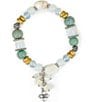 Color:Silver Ox - Image 1 - Genuine Turquoise and Silver Ox Multi Stretch Bracelet