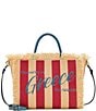 Patricia Nash Greece Straw Tote Bag, Color:Blue Fog - Image 1