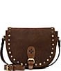 Color:Whiskey - Image 1 - Isola Whiskey Suede Leather Flap Crossbody Bag