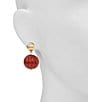 Patricia Nash Large Bead Drop Earrings, Color:Red/Gold - Image 2