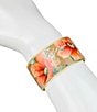 Color:Multi/Gold - Image 3 - Leather Floral Apricot Cuff Bracelet