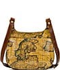 Color:Vintage European Map - Image 2 - London European Map Print Leather Crossbody Saddle Bag