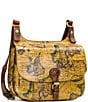 Color:Vintage European Map - Image 3 - London European Map Print Leather Crossbody Saddle Bag
