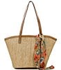Color:Natural - Image 1 - Marconia Straw Tote Bag with Scarf