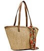 Color:Natural - Image 5 - Marconia Straw Tote Bag with Scarf