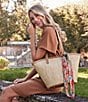 Color:Natural - Image 6 - Marconia Straw Tote Bag with Scarf