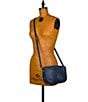 Color:Denim - Image 5 - Maretto Leather Crossbody Bag
