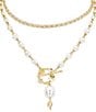 Patricia Nash Multi Row Pearl Flower Long Pendant Necklace - Image 3