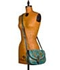 Color:Light Turquoise - Image 5 - Nardini Turquoise Leather Saddle Crossbody Bag