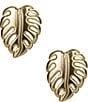 Color:Egyptian Gold - Image 1 - Palm Leaf Button Stud Earrings