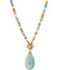 Color:Gold - Image 1 - Pastel Beaded Long Pendant Necklace