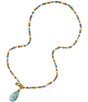 Color:Gold - Image 2 - Pastel Beaded Long Pendant Necklace