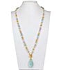 Color:Gold - Image 4 - Pastel Beaded Long Pendant Necklace