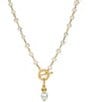 Color:Pearl/Gold - Image 1 - Pearl Chain Toggle Y Necklace