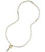 Color:Pearl/Gold - Image 2 - Pearl Chain Toggle Y Necklace