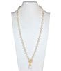 Color:Pearl/Gold - Image 4 - Pearl Chain Toggle Y Necklace