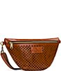 Color:Tan - Image 4 - Perforated Vegetable Tan Tinchi Leather Belt Bag