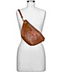 Color:Tan - Image 5 - Perforated Vegetable Tan Tinchi Leather Belt Bag