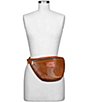 Color:Tan - Image 6 - Perforated Vegetable Tan Tinchi Leather Belt Bag