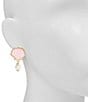 Color:Pink - Image 2 - Pink Shell and Pearl Drop Earrings