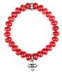 Color:Red/Silver - Image 1 - Red Heart Stretch Bracelet