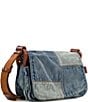 Color:Wash Denim - Image 4 - Rosa Denim Patchwork Flap Crossbody Bag