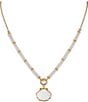 Color:Matte Gold - Image 1 - Shell Mother of Pearl and Beaded Short Pendant Necklace