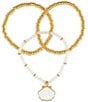 Color:Matte Gold - Image 2 - Shell Mother of Pearl Stretch Bracelet Set