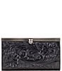 Color:Black - Image 1 - Tooled Black Floral-Embossed Leather Cauchy Wallet