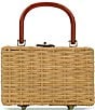 Color:House/Natural - Image 2 - Vietina Needlepoint Wicker Woven Frame Straw Tote Bag