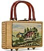 Color:House/Natural - Image 4 - Vietina Needlepoint Wicker Woven Frame Straw Tote Bag