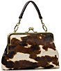 Patricia Nash Vione Cowprint Frame Satchel Bag, Color:Chocolate - Image 4