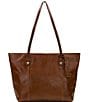 Color:Cognac Distressed - Image 1 - Viotti Leather Tote Bag