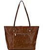 Color:Cognac Distressed - Image 2 - Viotti Leather Tote Bag