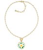 Patricia Nash White Green Flower Short Pendant Necklace - Image 2