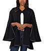 Patricia Nash Vgan Leather Trim Embroidered Cape, Color:Black - Image 1