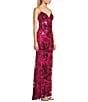 Color:Fuchsia/Holographic - Image 3 - Pattern Sequin Front Slit Strappy Back Long Dress