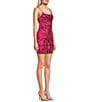 Midnight Doll Pattern Sequin Open Back Dress, Color:Fuchsia - Image 3