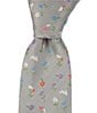 Color:Silver - Image 1 - Floral/Rabbits 3.14#double; Woven Silk Tie