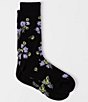 Color:Black - Image 1 - Narcissi Floral Crew Socks