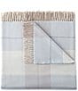Peacock Alley York Merino Wool Plaid Fringe Throw Blanket, Color:Blue - Image 1